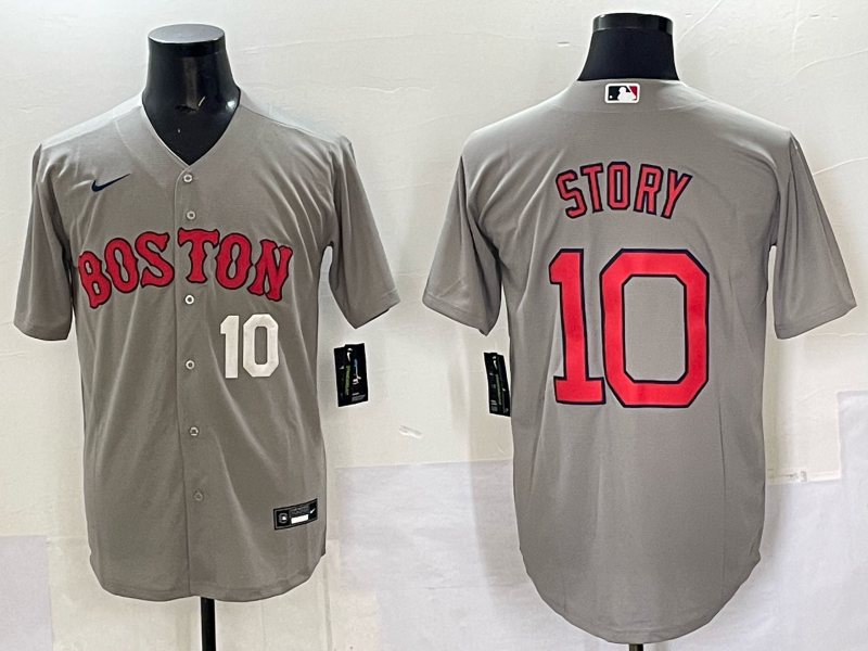 Men Boston Red Sox #10 Story grey 2025 Nike MLB Jersey 0